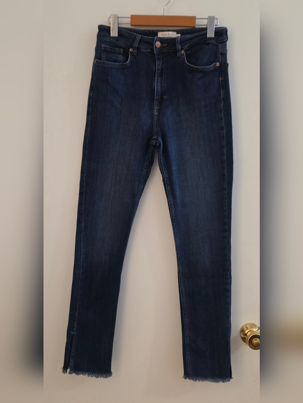 Part Two Dark Blue Womens Jeans with Raw Hem